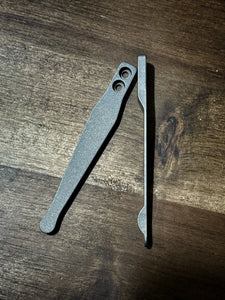 Milled Titanium Click clip in stonewashed finish